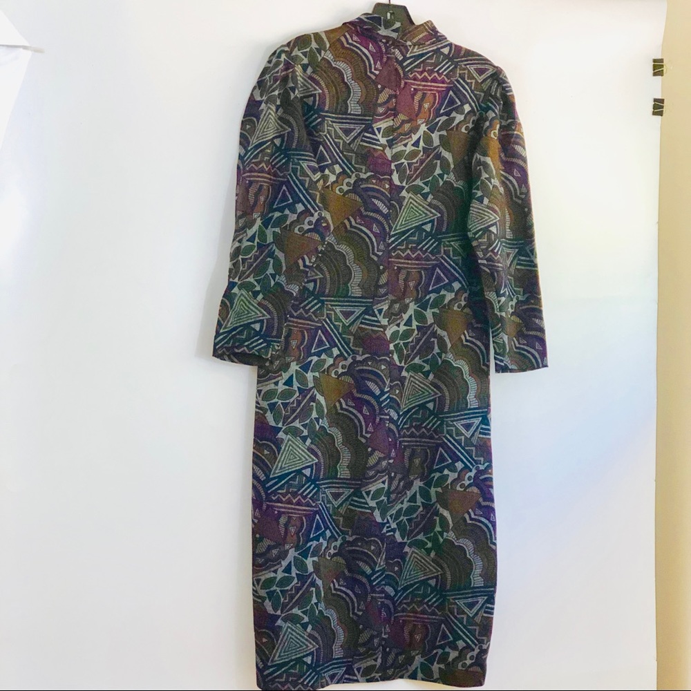 NWOT Custom made light wool print dress size 10